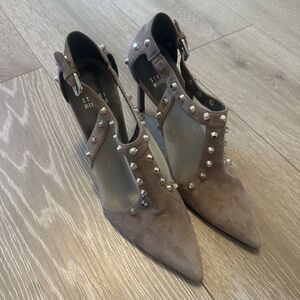 Stuart Weitzman Grey/Brown Studded Women's Booties/Pumps